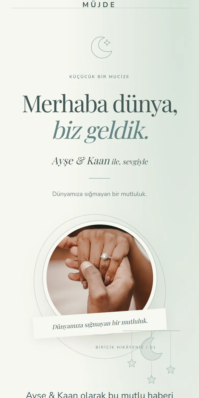 Bebek Duyurusu örnek sayfasının görünümü