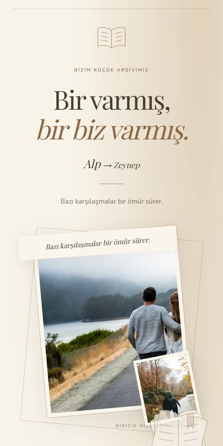 Bizim Hikayemiz örnek sayfasının görünümü