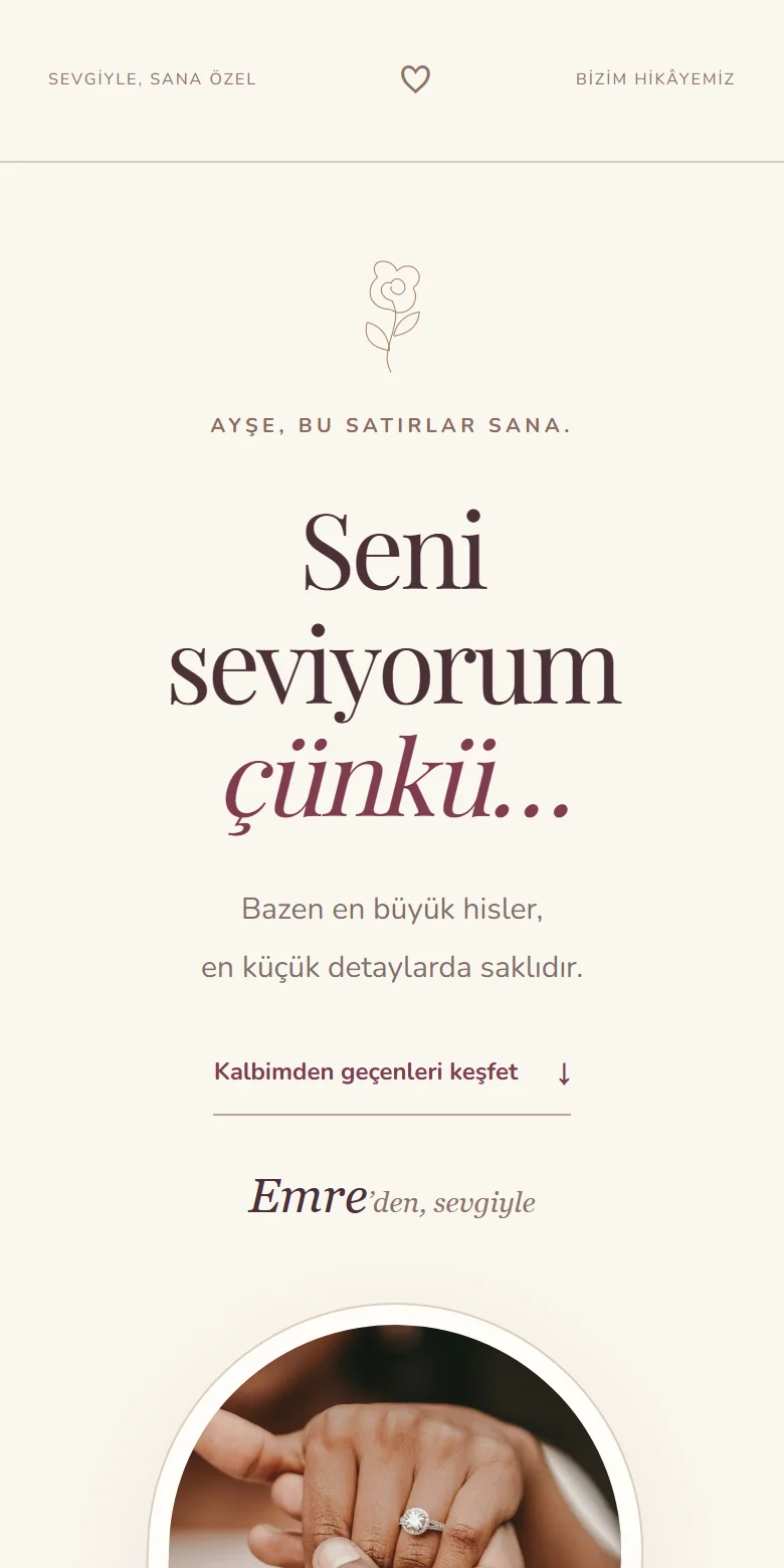 Seni Seviyorum Çünkü... örnek sayfasının görünümü