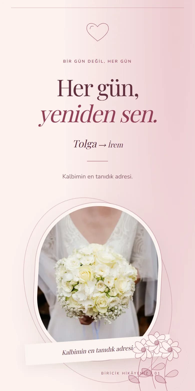 Sevgililer Günü örnek sayfasının görünümü