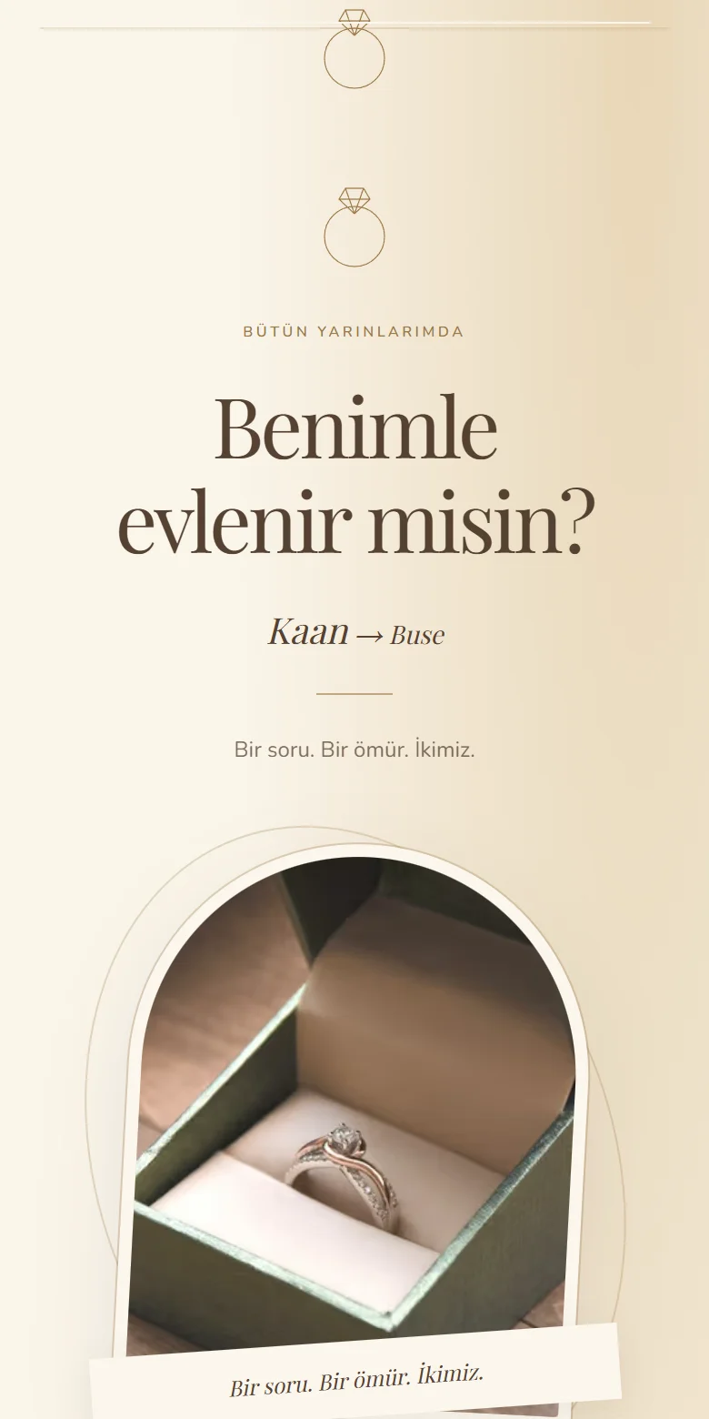 Evlilik Teklifi örnek sayfasının görünümü