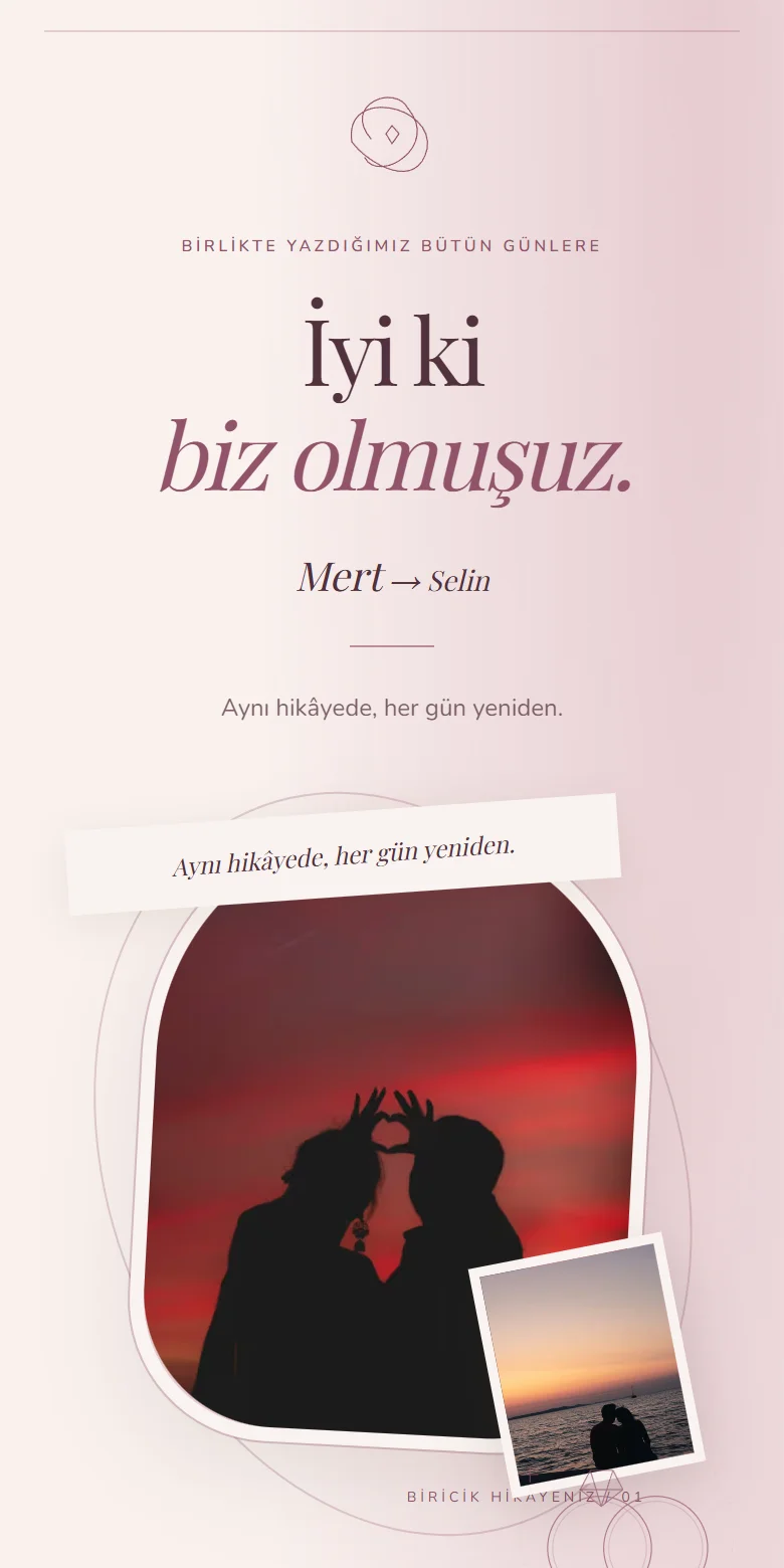 Yıl Dönümü örnek sayfasının görünümü